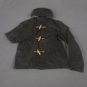 Gloverall Duffle Jacket Men 40 Green Dry Wax Coated Cotton Toggle Hooded England